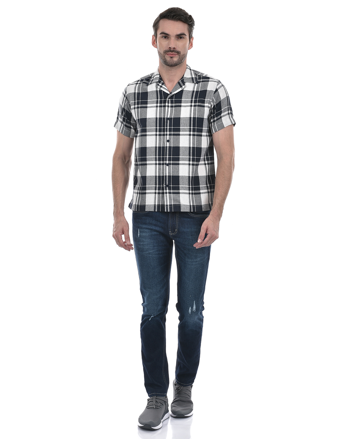 Numero Uno Men Checkered Navy Shirt